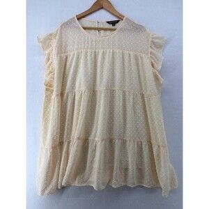 Women's Davi & Dani Cream Dress Boutique Style Swiss Dot Layered Short Size 3X